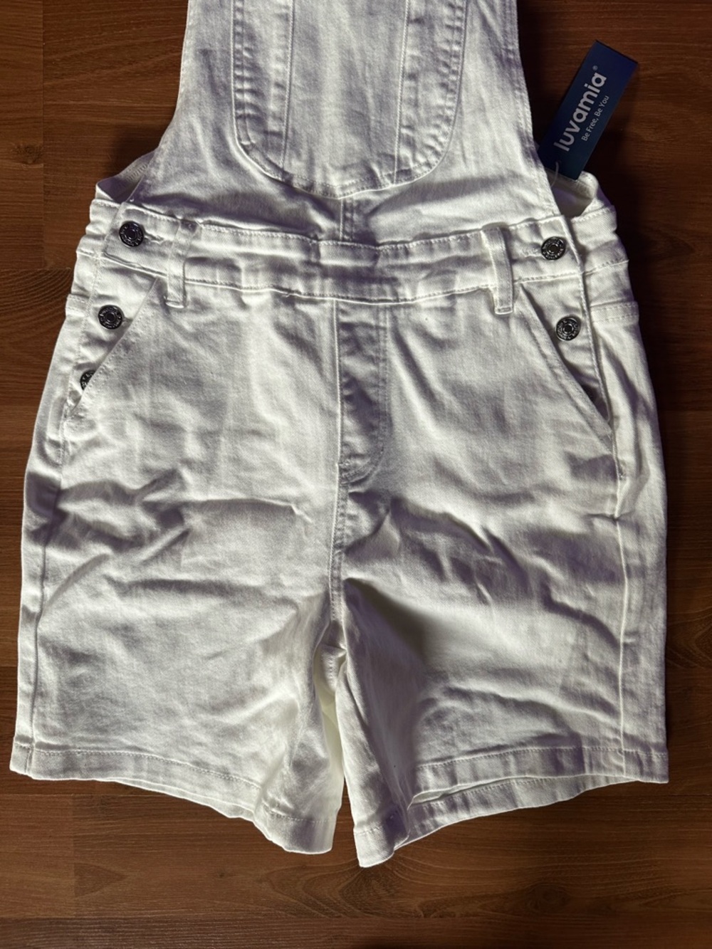 🆕 White Women's Denim Short Overalls - Picture 5 of 7